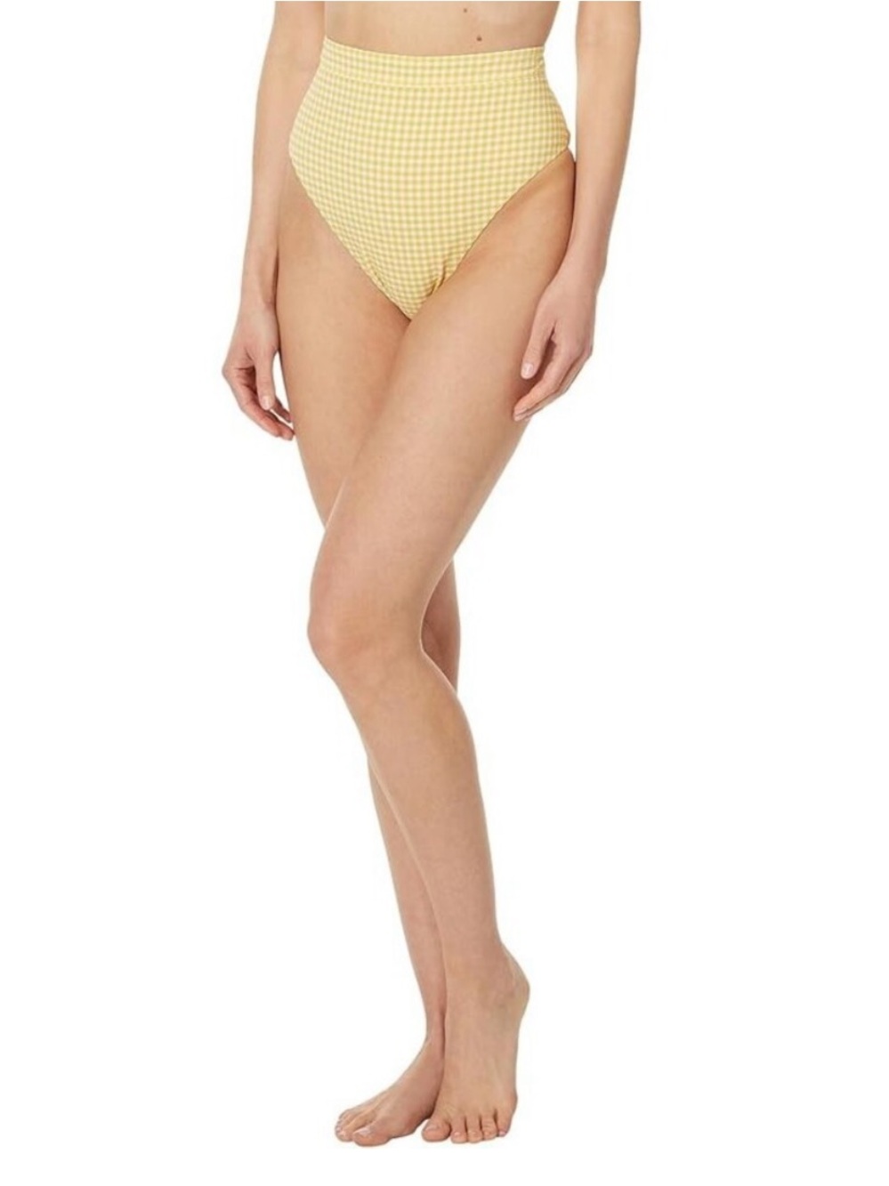 Madewell Yellow Gingham High-Rise Bikini Bottom size large